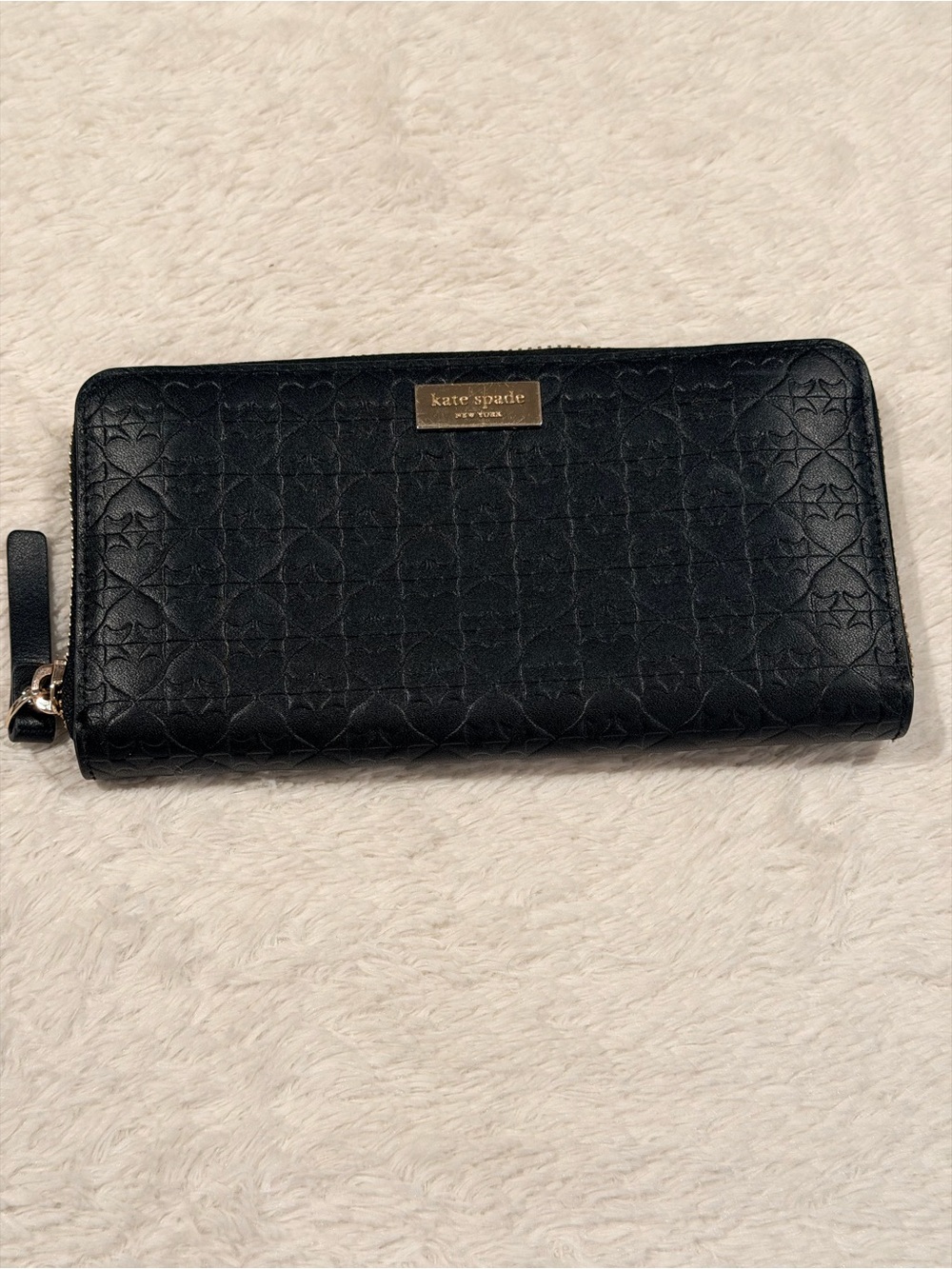 Kate Spade Black Leather Wallet Penn Place Spade Embossed Neda
